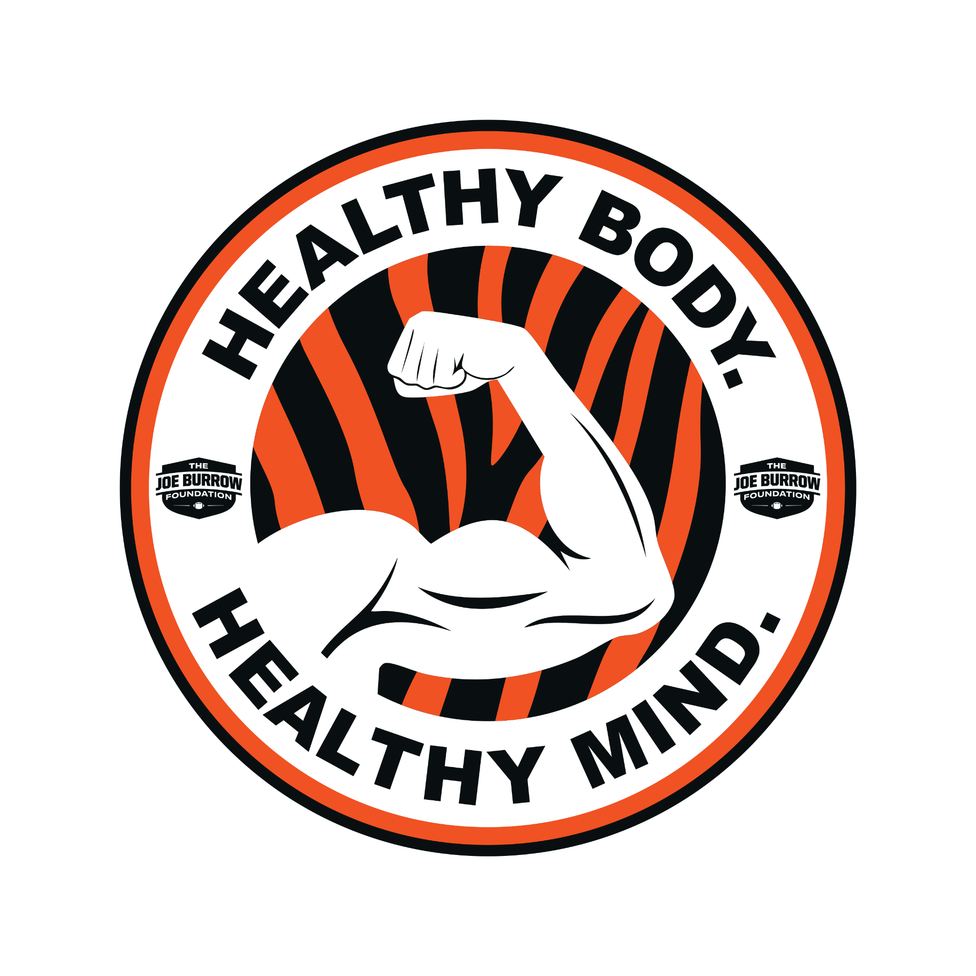 The Noah Wyle Foundation Healthy Body Healthy Mind logo in Bengals colors